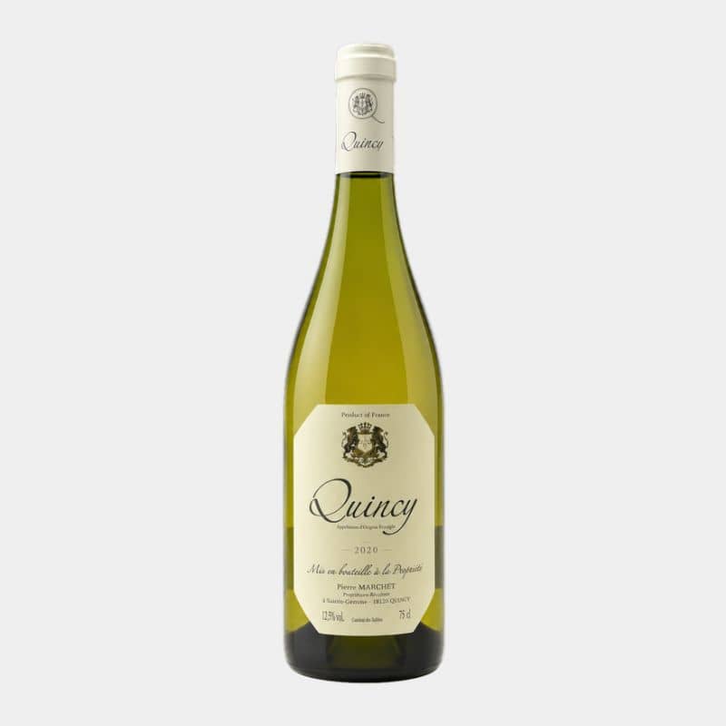 Bouteille de Quincy blanc du Domaine David Paepegaey, vin blanc AOP Quincy du Centre-Loire.