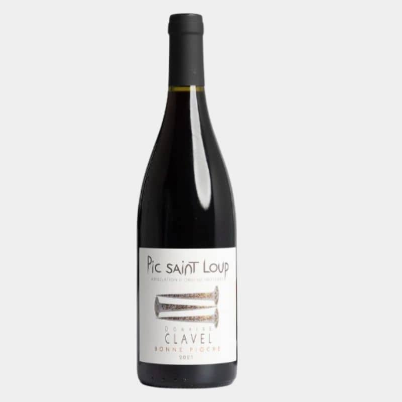 Bouteille de Bonne Pioche 2022, vin rouge bio AOP Pic Saint-Loup du Domaine Clavel
